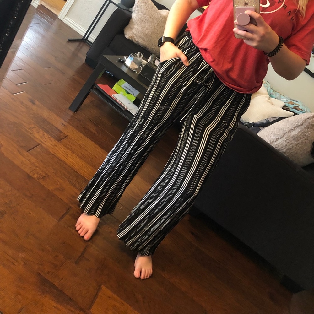 Black and White wide leg pants